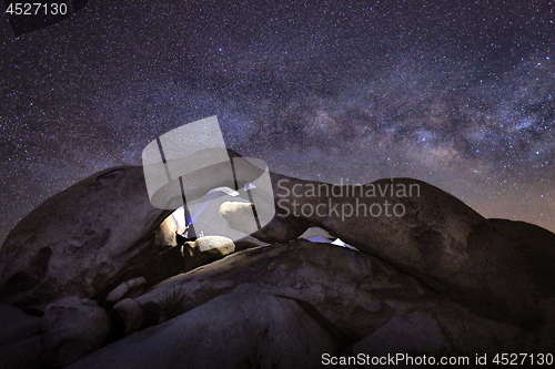 Image of Person Light Painted in the Desert Under the Night Sky