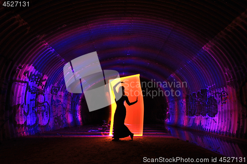 Image of Light Painting With Color and Tube Lighting
