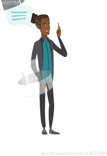 Image of Young african businessman with speech bubble.