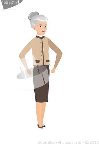 Image of Senior caucasian angry business woman screaming