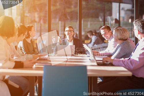 Image of young business team on meeting at office