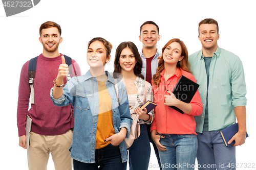 Image of group of smiling students showing thumbs up