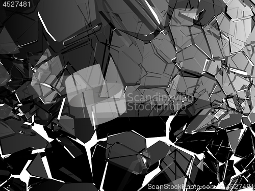 Image of Pieces of glass shattered or cracked on white