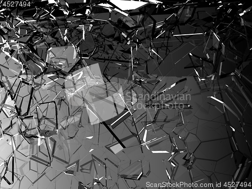 Image of Pieces of glass shattered or cracked on white