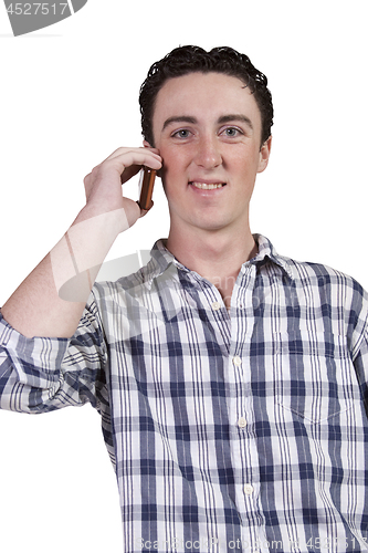 Image of casual man talking on a cell phone
