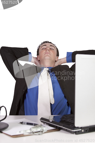 Image of Businessman at His Desk Working