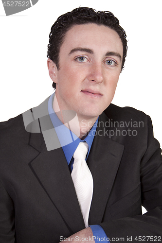 Image of Close up of a young businessman - white background