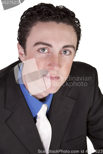 Image of Close up of a young businessman - white background