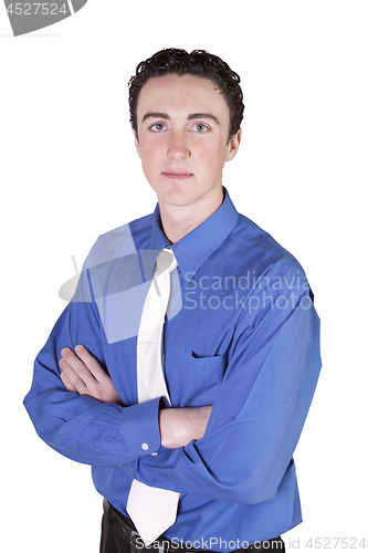 Image of Close up of a young businessman - white background