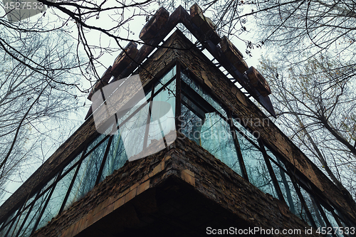 Image of Abandoned building exterior in the city of Pripyat 2019