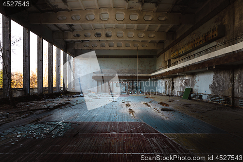 Image of Abandoned sport room in Pripyat city, Chernobyl Exlusion Zone 2019