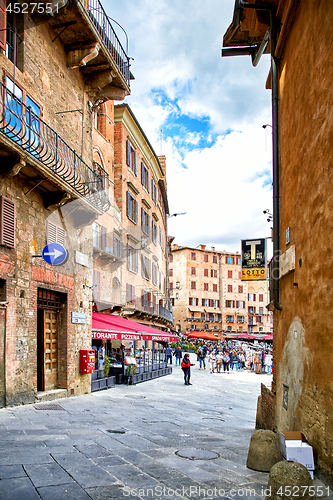 Image of Street view of historic city Siena, Italy