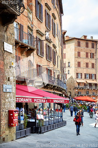 Image of Street view of historic city Siena, Italy