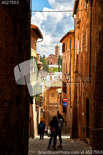 Image of Street view of historic city Siena, Italy