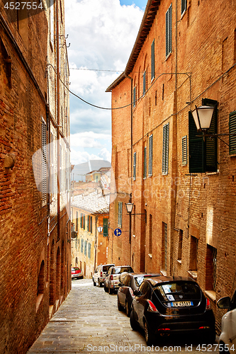 Image of Street view of historic city Siena, Italy