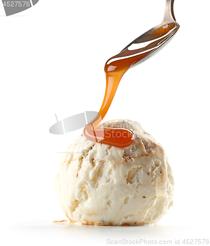 Image of ice cream with caramel sauce