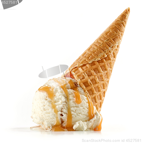 Image of vanilla ice cream and waffle cone