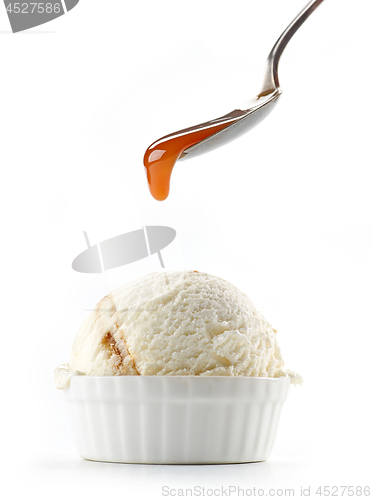 Image of ice cream with caramel sauce