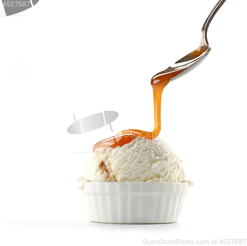 Image of ice cream with caramel sauce