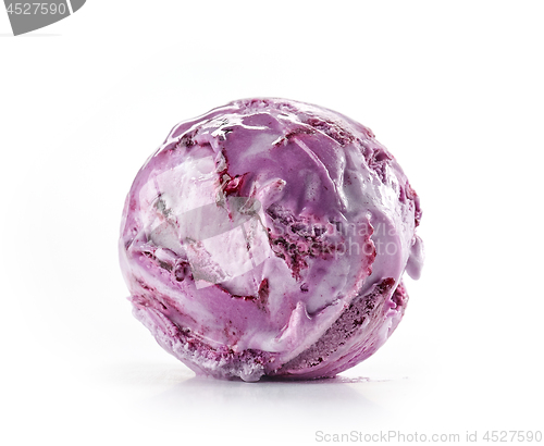 Image of blueberry ice cream on white background