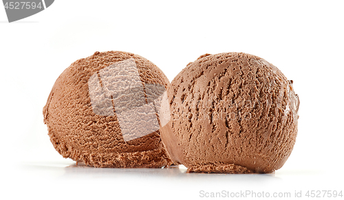 Image of chocolate ice cream on white background