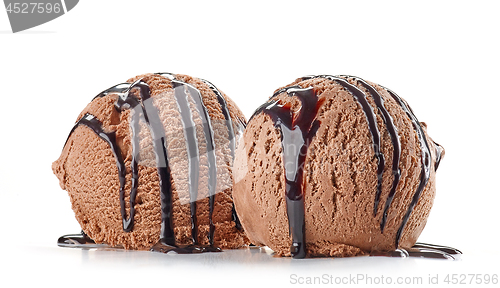 Image of chocolate ice cream on white background