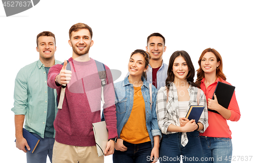 Image of group of smiling students showing thumbs up