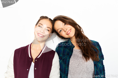 Image of happy smiling teenage girls over white background