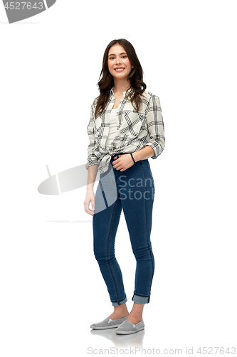 Image of young woman or teenage girl over white background