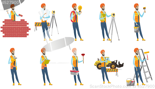 Image of Indian builder vector illustrations set.