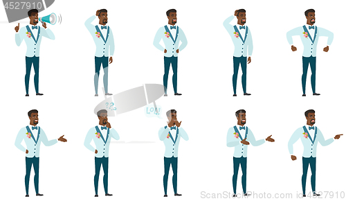 Image of Vector set of illustrations with groom character.