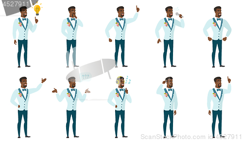 Image of Vector set of illustrations with groom character.