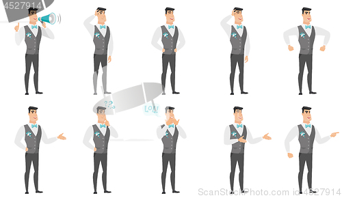 Image of Vector set of illustrations with groom character.