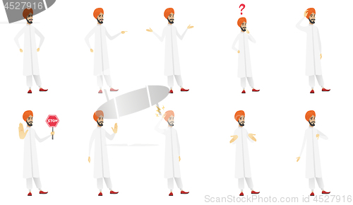 Image of Muslim businessman vector illustrations set.