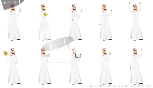 Image of Muslim businessman vector illustrations set.