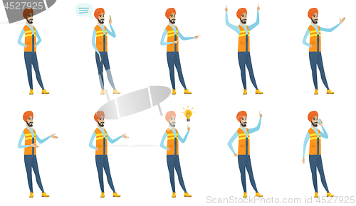 Image of Indian builder vector illustrations set.