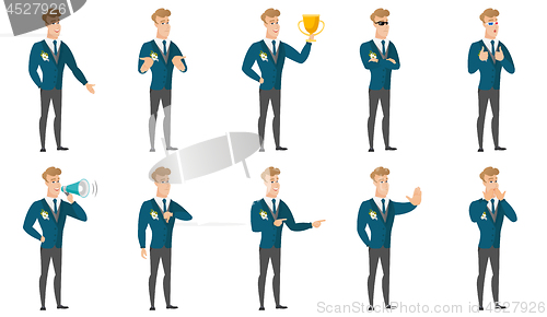 Image of Vector set of illustrations with groom character.