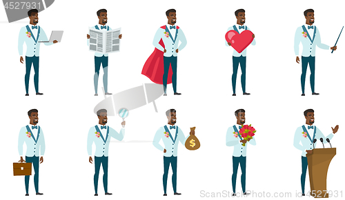 Image of Vector set of illustrations with groom character.