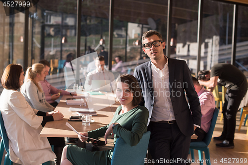 Image of Business Team At A Meeting at modern office building