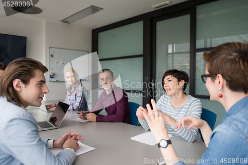 Image of Business Team At A Meeting at modern office building