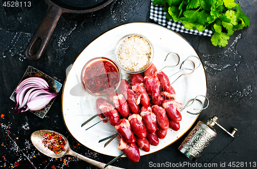 Image of raw chicken hearts