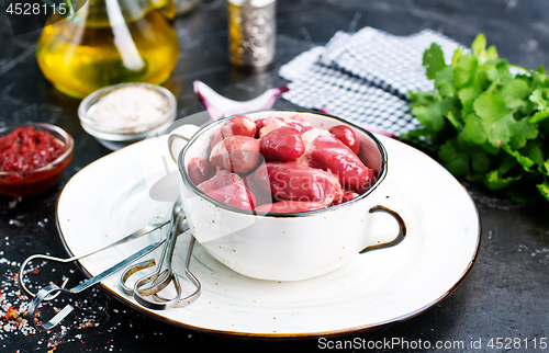 Image of raw chicken hearts