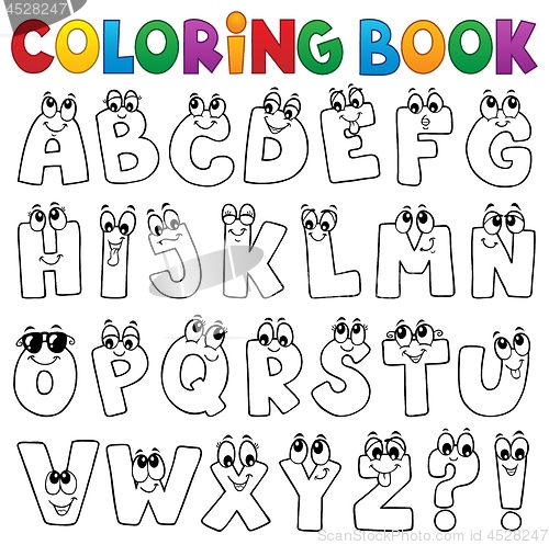 Image of Coloring book cartoon alphabet topic 1