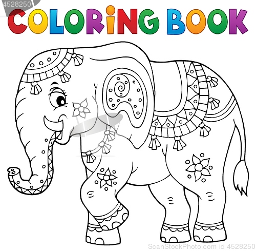 Image of Coloring book Indian elephant topic 1