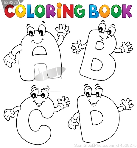 Image of Coloring book cartoon ABCD letters 2