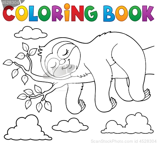 Image of Coloring book sleeping sloth theme 1