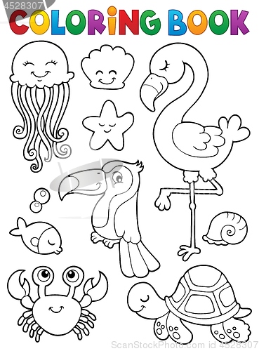 Image of Coloring book summer animals theme set 1