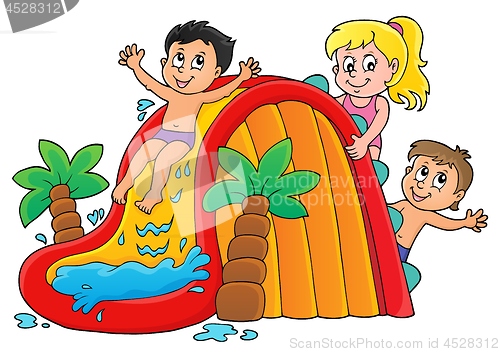 Image of Kids on water slide theme image 1