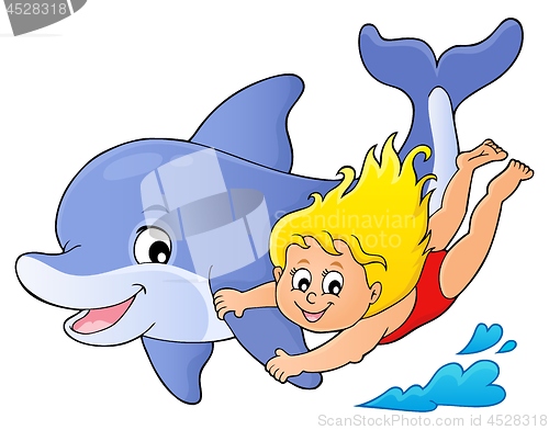 Image of Girl and dolphin image 1