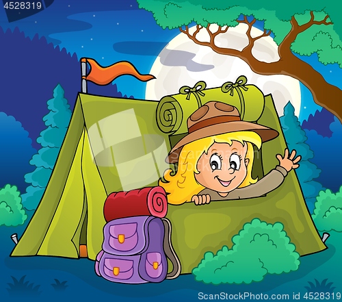 Image of Scout girl in tent theme 4